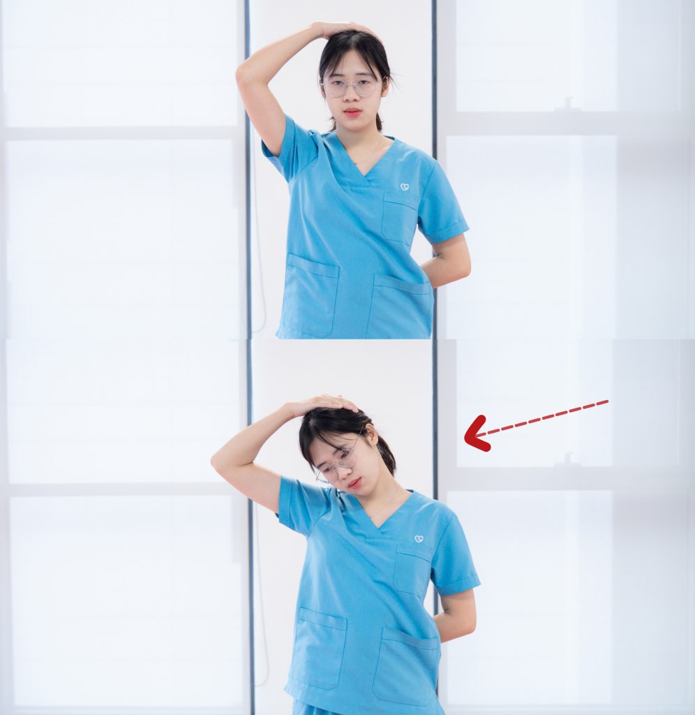 Bài tập Nghiêng cổ kéo giãn cơ thang (Upper Trapezius Stretch)