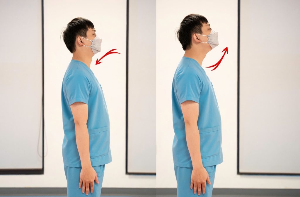 Bài tập cũng có thể hỗ trợ cải thiện tư thế cổ rùa