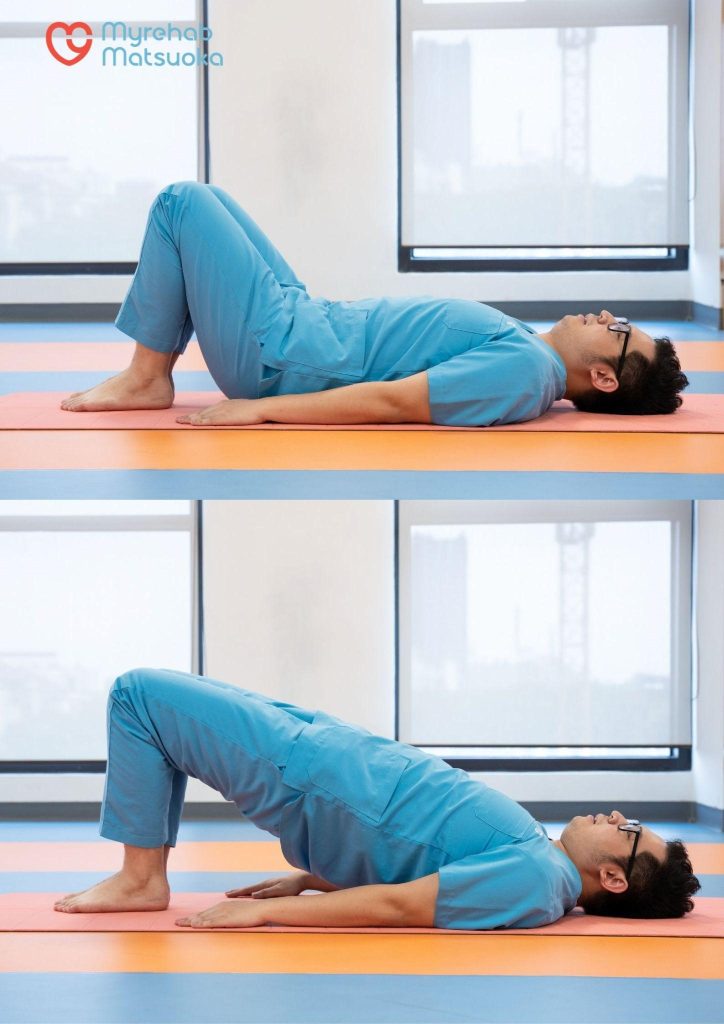 Bài tập cầu mông giúp giảm đau cột sống do ngồi lâu
