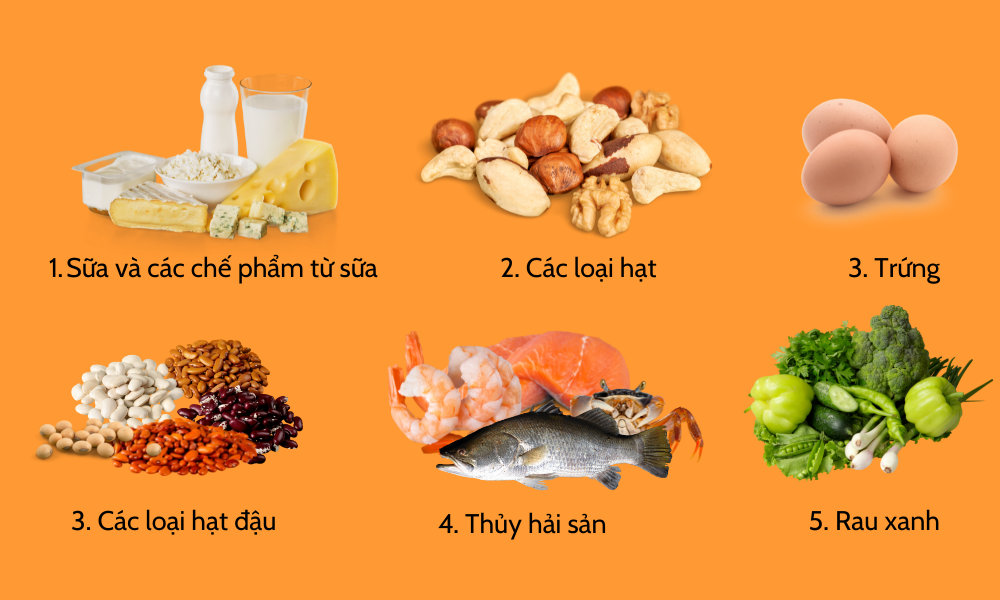 Thực phẩm giàu canxi hỗ trợ quá trình phát triển xương khớp, giúp giảm gánh nặng lên dây chằng