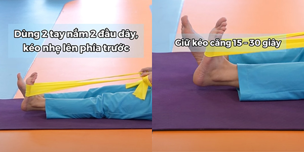 Bài tập gập duỗi cổ bàn chân bằng khăn