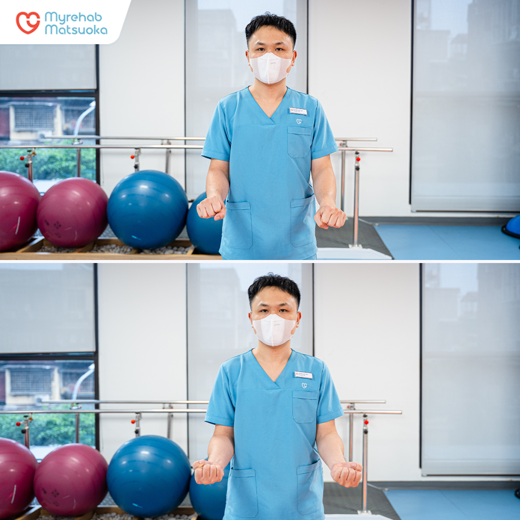 Bài tập xoay sấp - xoay ngửa cẳng tay giúp duy trì sự trượt trơn tru giữa xương quay và xương trụ