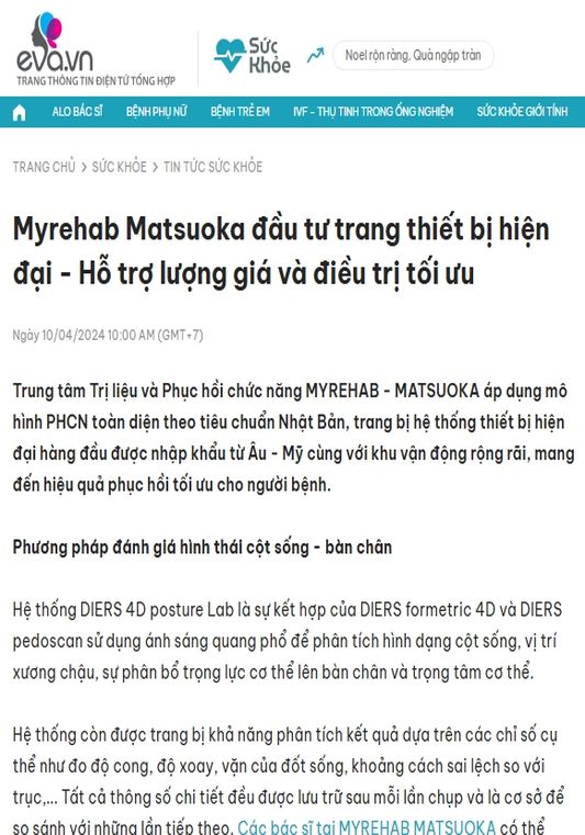 Myrehab Matsuoka đầu tư trang thiết bị hiện đại - Hỗ trợ lượng giá và điều trị tối ưu