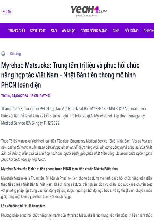 Myrehab Matsuoka: Trung tâm trị liệu và phục hồi chức năng hợp tác Việt Nam - Nhật Bản