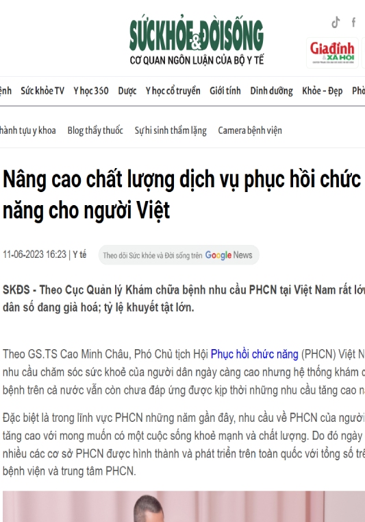 Báo Sức khoẻ Đời sống nói về trung tâm Myrehab Matsuoka
