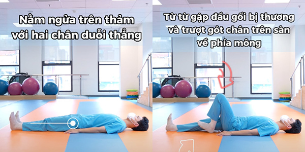 Bài tập phục hồi đứt dây chằng chéo trước bằng thao tác trượt gót chân và gập duỗi đầu gối