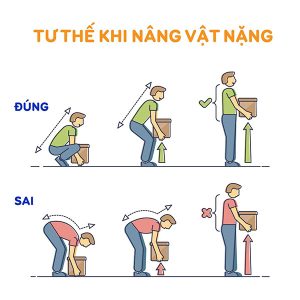 Tư thế nâng vật nặng đúng giúp tránh ảnh hưởng cột sống